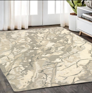 Homeroots 4' Beige Abstract Hand-tufted Wool Area Rug - Elevate Your Living Space With Style And Warmth 5' X 8' Wool 576074