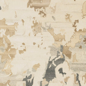 Homeroots 4' Enhance Your Living Space With A Beige And Charcoal Abstract Hand-tufted Wool Area Rug 5' X 8' Wool 576075