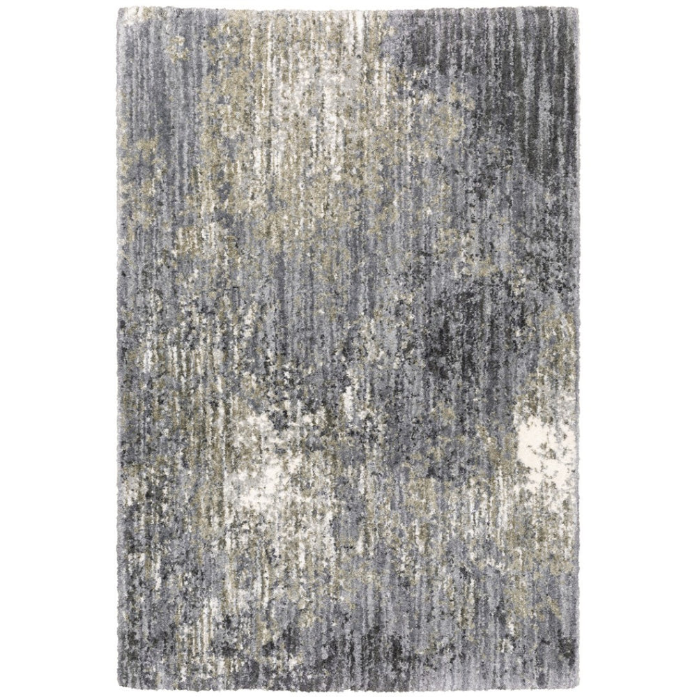HomeRoots 4' Gray and Ivory Abstract Shag Area Rug - Plush Comfort and Modern Style for Any Room Decor 4' X 6' 576076