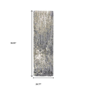 Homeroots 4' Cozy Gray Abstract Shag Area Rug - Soft, Stain-resistant Design Perfect For Modern Homes 8' Runner Polyester 576077