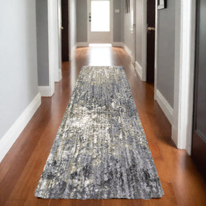 Homeroots 4' Cozy Gray Abstract Shag Area Rug - Soft, Stain-resistant Design Perfect For Modern Homes 8' Runner Polyester 576077