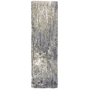 HomeRoots 4' Gray and Ivory Abstract Shag Area Rug - Plush Comfort and Modern Style for Any Room Decor 8' Runner 576077