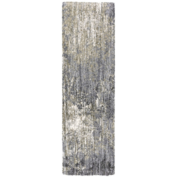 HomeRoots 4' Gray and Ivory Abstract Shag Area Rug - Plush Comfort and Modern Style for Any Room Decor 8' Runner 576077