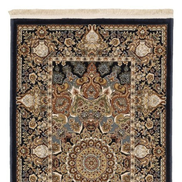 Homeroots 5' Ivory Medallion Area Rug With Fringe - Stain Resistant, Stylish Design For Any Home Decor 10' Runner Polypropylene 576078