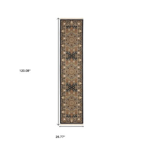 Homeroots 5' Ivory Medallion Area Rug With Fringe - Stain Resistant, Stylish Design For Any Home Decor 10' Runner Polypropylene 576078