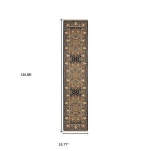 Homeroots 5' Ivory Medallion Area Rug With Fringe - Stain Resistant, Stylish Design For Any Home Decor 10' Runner Polypropylene 576078