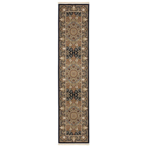 HomeRoots 5' Elegant Ivory Medallion Area Rug with Fringe – Durable, Stain-Resistant, Perfect for Any Room 10' Runner 576078
