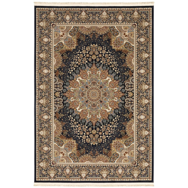 HomeRoots 5' Elegant Ivory Medallion Area Rug with Fringe – Durable, Stain-Resistant, Perfect for Any Room 8' X 11' 576079