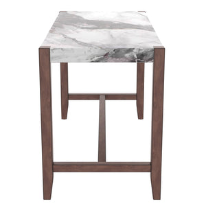 English Elm 5-Piece Faux Marble Counter Height Dining Set — 4 Upholstered Stools, Space-Saving Mid-Century Modern for Kitchen N752S011086A