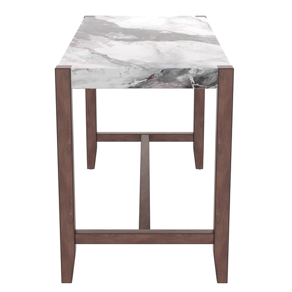 English Elm 5-Piece Faux Marble Counter Height Dining Set — 4 Upholstered Stools, Space-Saving Mid-Century Modern for Kitchen N752S011086A