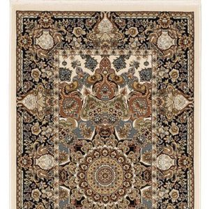 Homeroots 5' Ivory Medallion Area Rug With Fringe - Stain Resistant, Stylish Design For Any Home Decor 10' Runner Polypropylene 576080