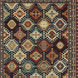 Homeroots 2' Navy Blue Oriental Area Rug With Elegant Fringe – Perfect For Adding Style And Warmth To Any Room 7' X 10' Wool Blend 576082