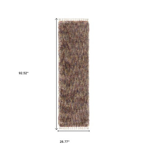 Homeroots 5' Light Blue Abstract Shag Area Rug With Fringe - Soft, Stain-resistant, Perfect For Homes With Kids! 8' Runner Polypropylene 576083