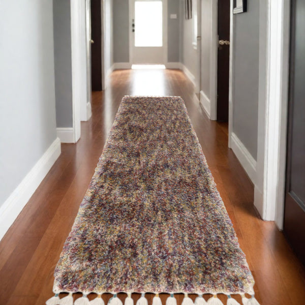 Homeroots 5' Light Blue Abstract Shag Area Rug With Fringe - Soft, Stain-resistant, Perfect For Homes With Kids! 8' Runner Polypropylene 576083