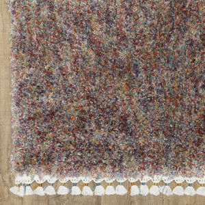 Homeroots 5' Light Blue Abstract Shag Area Rug With Fringe - Soft, Stain-resistant, Perfect For Homes With Kids! 8' Runner Polypropylene 576083