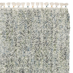 Homeroots 5' Light Blue Abstract Shag Area Rug With Fringe - Soft, Stain-resistant, Perfect For Homes With Kids! 8' Runner Polypropylene 576084