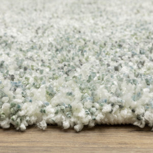 Homeroots 5' Light Blue Abstract Shag Area Rug With Fringe - Soft, Stain-resistant, Perfect For Homes With Kids! 8' Runner Polypropylene 576084