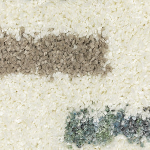 Homeroots 8' Ivory Striped Shag Runner Rug With Fringe - Stylish, Stain Resistant, Perfect For Any Decor! 8' Runner Polypropylene 576086