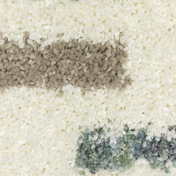 Homeroots 8' Ivory Striped Shag Runner Rug With Fringe - Stylish, Stain Resistant, Perfect For Any Decor! 8' Runner Polypropylene 576086