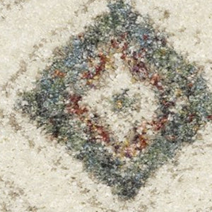 Homeroots 5' Ivory Southwestern Shag Area Rug With Fringe - Cozy, Stylish, And Stain Resistant For Any Decor 8' Runner Polypropylene 576089