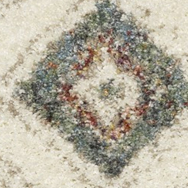 Homeroots 5' Ivory Southwestern Shag Area Rug With Fringe - Cozy, Stylish, And Stain Resistant For Any Decor 8' Runner Polypropylene 576089