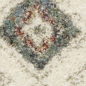 Homeroots 5' Ivory Southwestern Shag Area Rug With Fringe - Cozy, Stylish, And Stain Resistant For Any Decor 8' Runner Polypropylene 576089