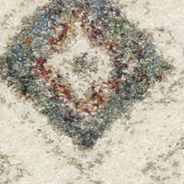 Homeroots 5' Ivory Southwestern Shag Area Rug With Fringe - Cozy, Stylish, And Stain Resistant For Any Decor 8' Runner Polypropylene 576089