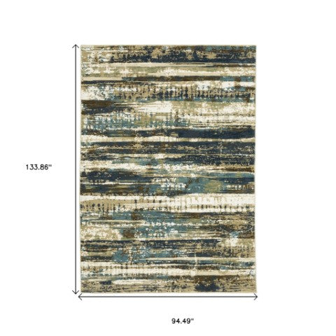 Homeroots 3' Beige Abstract Area Rug - Stylish Power Loom Design For Comfort, Stain Resistant & Versatile Decor 8' X 11' Polypropylene,Polyester 576092