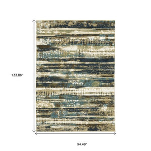 Homeroots 3' Beige Abstract Area Rug - Stylish Power Loom Design For Comfort, Stain Resistant & Versatile Decor 8' X 11' Polypropylene,Polyester 576092