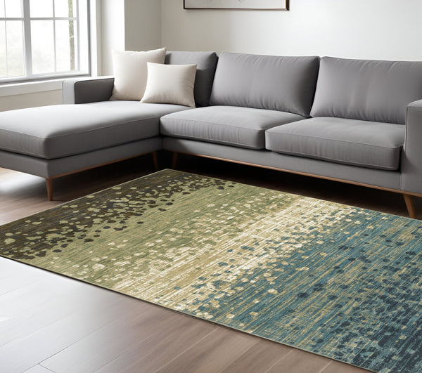 Homeroots 3' Blue Abstract Area Rug - Stain Resistant, Stylish Design For Kids And Pets, Perfect For Any Room 8' X 11' Polypropylene,Polyester 576098