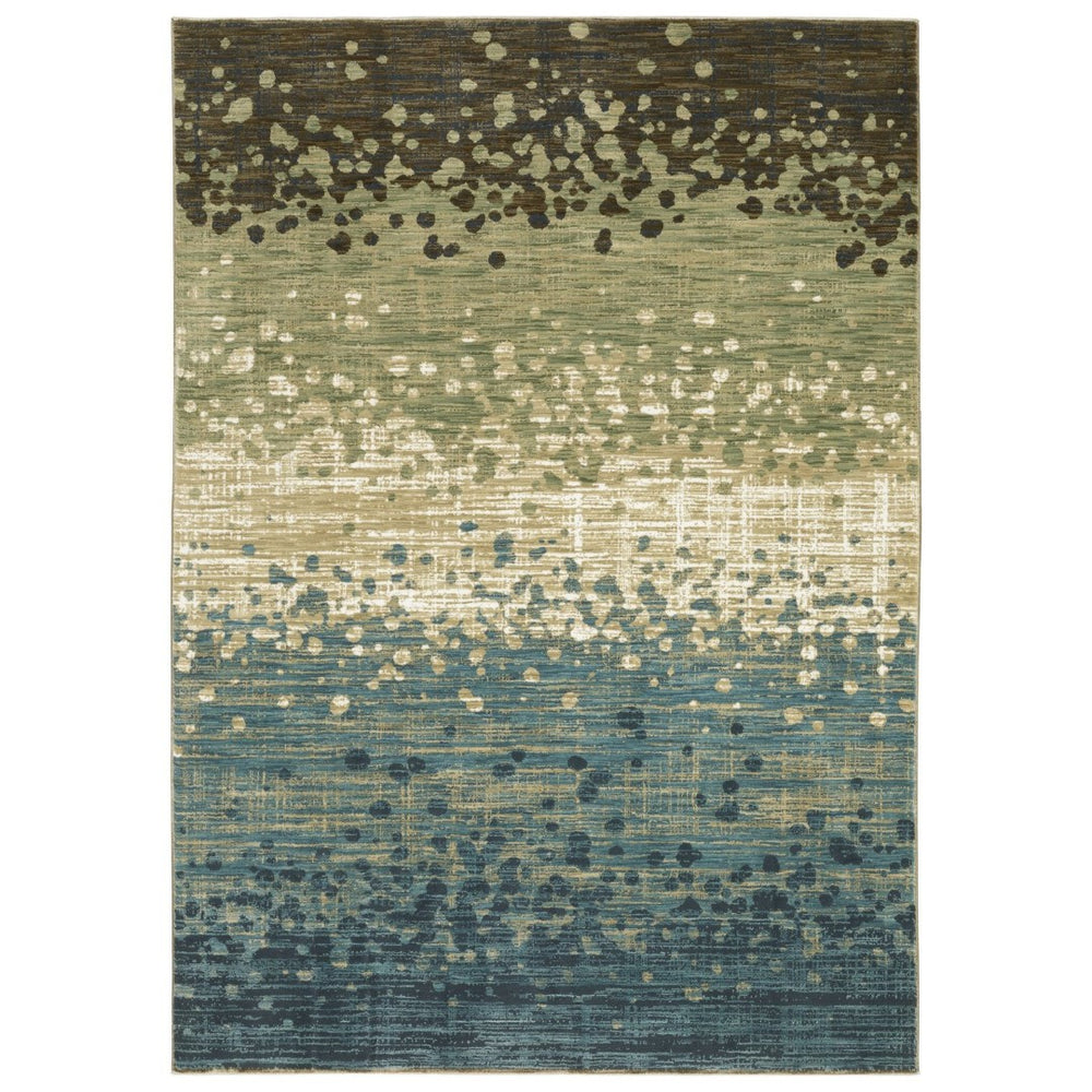 HomeRoots 3' Modern Abstract Area Rug in Calming Blue & Brown – Durable, Soft, Stain-Resistant Design for Homes 8' X 11' 576098