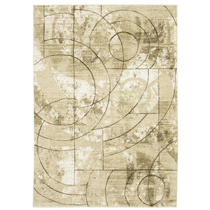 HomeRoots 3' Modern Beige and Brown Geometric Area Rug for Entryways and Living Rooms, Stylish & Durable Design 8' X 11' 576100
