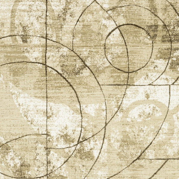 Homeroots 3' Artistic Beige Geometric Power Loom Area Rug - Stain Resistant, Perfect For Kids And Pets 8' X 11' Polypropylene,Polyester 576100