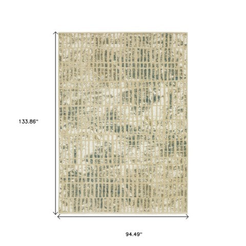 Homeroots 3' Beige Geometric Area Rug - Stylish, Stain Resistant Design For Kid And Pet-friendly Spaces 8' X 11' Polypropylene,Polyester 576102