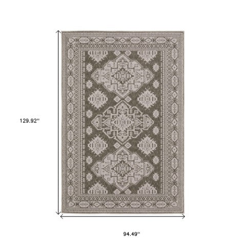 Homeroots 10' Blue Medallion Area Rug - Stylish, Stain-resistant Design For Living Spaces And Kids' Rooms 8' X 11' Polyester 576105