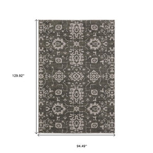 Homeroots 5' Elegant Ivory Oriental Area Rug – Stain Resistant, Perfect For Homes With Kids And Pets, 5x8 8' X 11' Polyester 576106