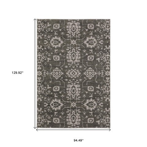 Homeroots 5' Elegant Ivory Oriental Area Rug – Stain Resistant, Perfect For Homes With Kids And Pets, 5x8 8' X 11' Polyester 576106