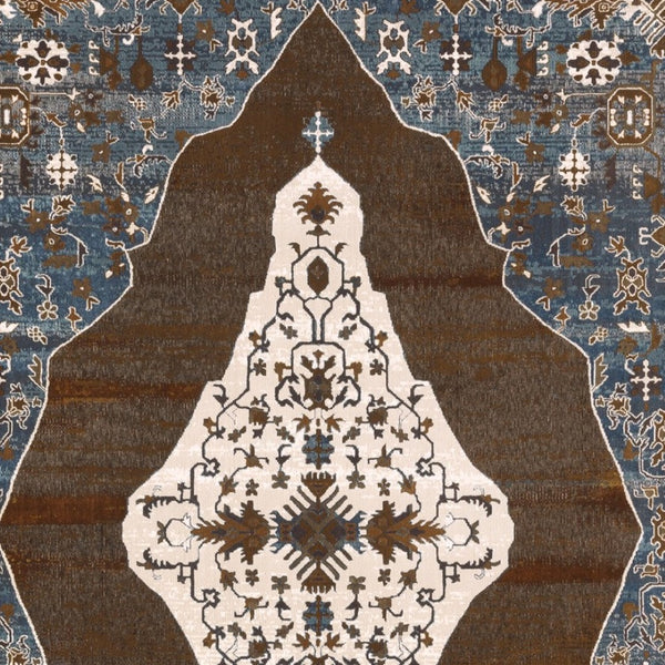 Homeroots 4' Gray Medallion Area Rug – Stain-resistant, Soft Texture, Perfect For Kids & Pets, Stylish Decor 8' X 11' Polyester 576110