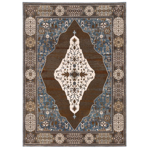 Homeroots 4' Gray Medallion Area Rug – Stain-resistant, Soft Texture, Perfect For Kids & Pets, Stylish Decor 8' X 11' Polyester 576110