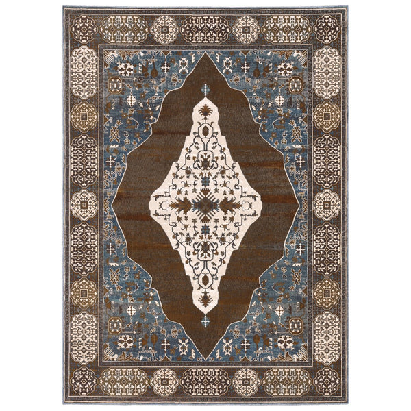 Homeroots 4' Gray Medallion Area Rug – Stain-resistant, Soft Texture, Perfect For Kids & Pets, Stylish Decor 8' X 11' Polyester 576110