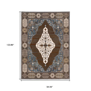 Homeroots 4' Gray Medallion Area Rug – Stain-resistant, Soft Texture, Perfect For Kids & Pets, Stylish Decor 8' X 11' Polyester 576110