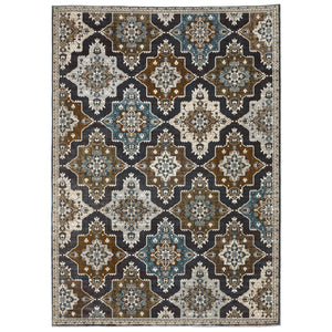 Homeroots 10' Blue Medallion Area Rug - Stain Resistant, Stylish Design For Living Spaces With Kids & Pets 8' X 11' Polyester 576111