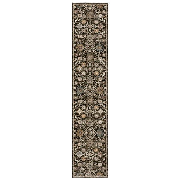 Homeroots 2' Elegant Brown Oriental Area Rug - Stain Resistant, Soft Texture, Perfect For Homes With Kids & Pets 8' Runner Polypropylene 576113