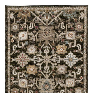 Homeroots 2' Elegant Brown Oriental Area Rug - Stain Resistant, Soft Texture, Perfect For Homes With Kids & Pets 8' Runner Polypropylene 576113