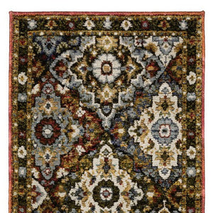 Homeroots 2' Charming Medallion Area Rug In Red, Yellow & Ivory - Stain Resistant For Homes With Kids & Pets 8' Runner Polypropylene 576114