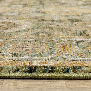 Homeroots 2' Enchanting Green Oriental Area Rug - Stain Resistant, Perfect For Homes With Kids And Pets! 8' Runner Polypropylene 576116
