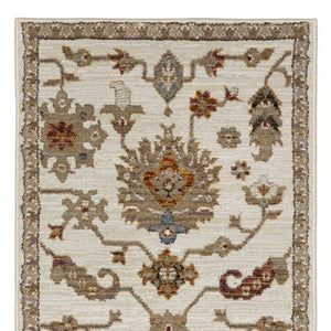 Homeroots 2' Ivory Oriental Area Rug - Stylish Power Loom Design, Stain Resistant, Perfect For Any Decor 8' Runner Polypropylene 576118