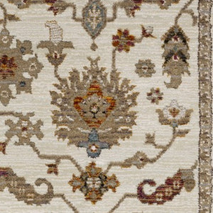 Homeroots 2' Ivory Oriental Area Rug - Stylish Power Loom Design, Stain Resistant, Perfect For Any Decor 8' Runner Polypropylene 576118