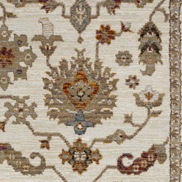 Homeroots 2' Ivory Oriental Area Rug - Stylish Power Loom Design, Stain Resistant, Perfect For Any Decor 8' Runner Polypropylene 576118