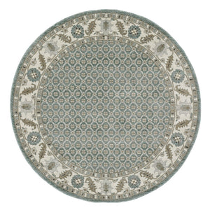 HomeRoots 3' Timeless Blue and Ivory Oriental Area Rug - Durable, Stain-Resistant Design for Home Elegance 7'10" Round 576119